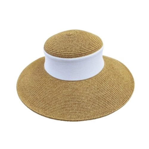 White collapsible straw sun hat