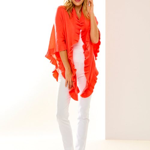 Coral cashmere ruffle triangle