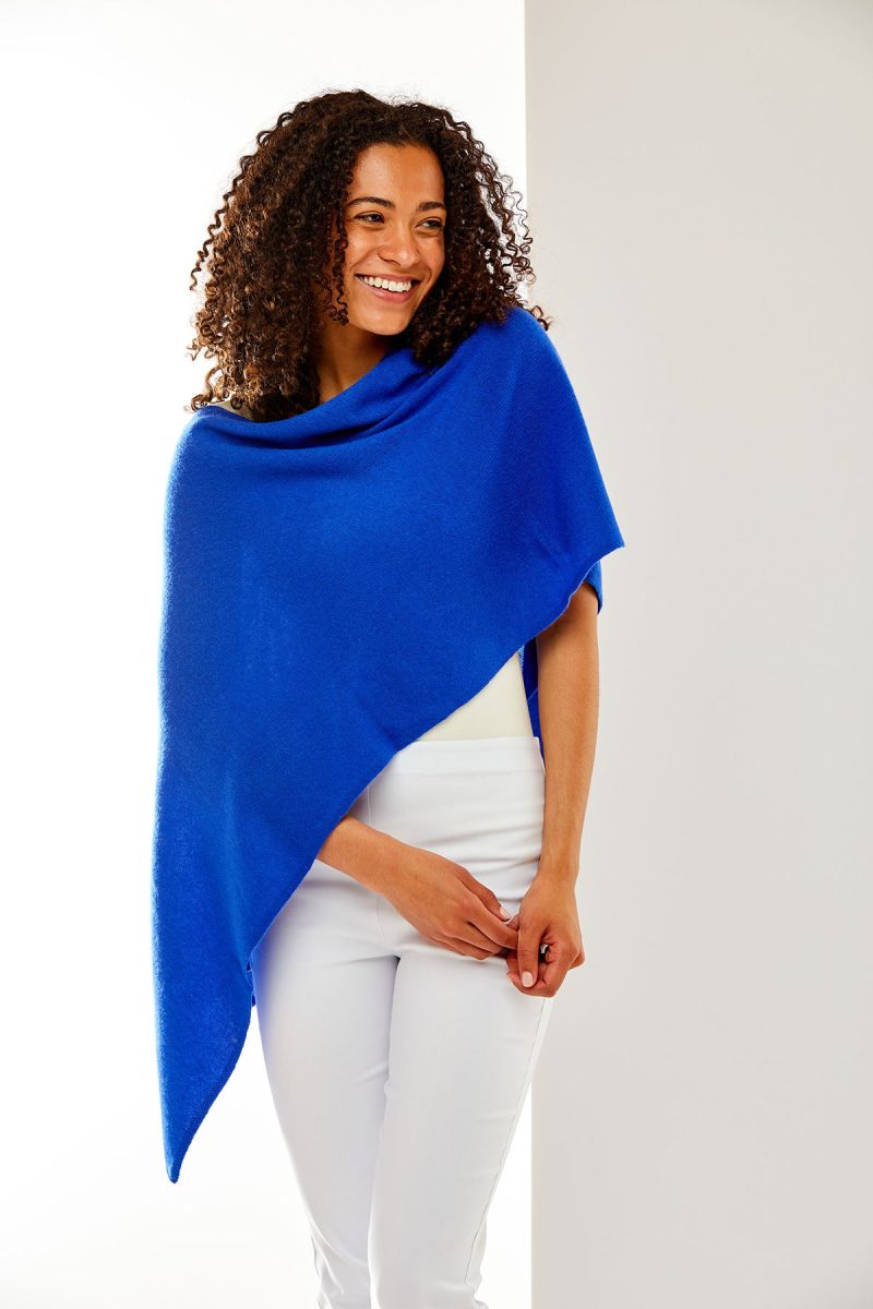 Marine blue cashmere ruana