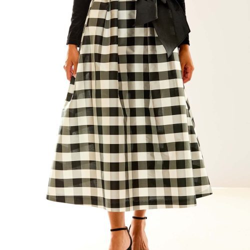 The Deanna Skirt in Black & White Check