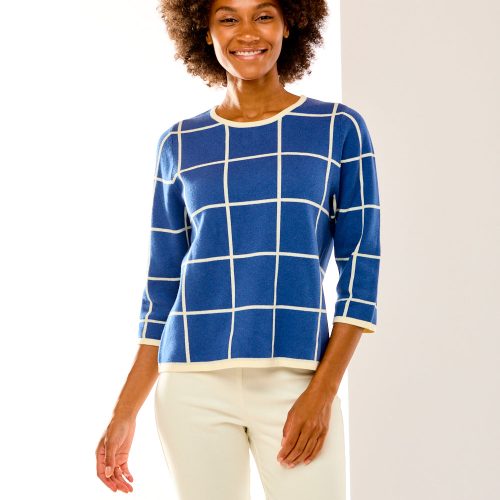 The Windowpane Pullover in Blue