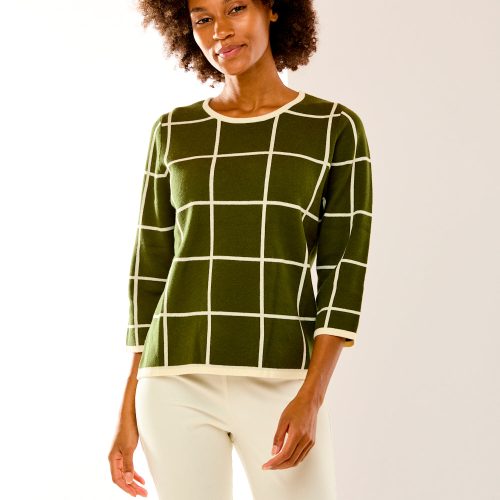 The Windowpane Pullover in Olive