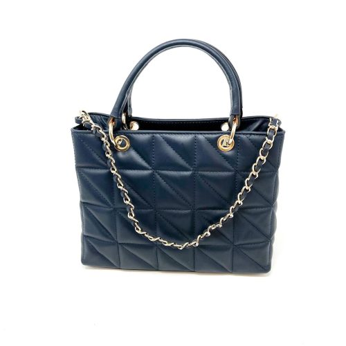 Navy leather quilted midi bag