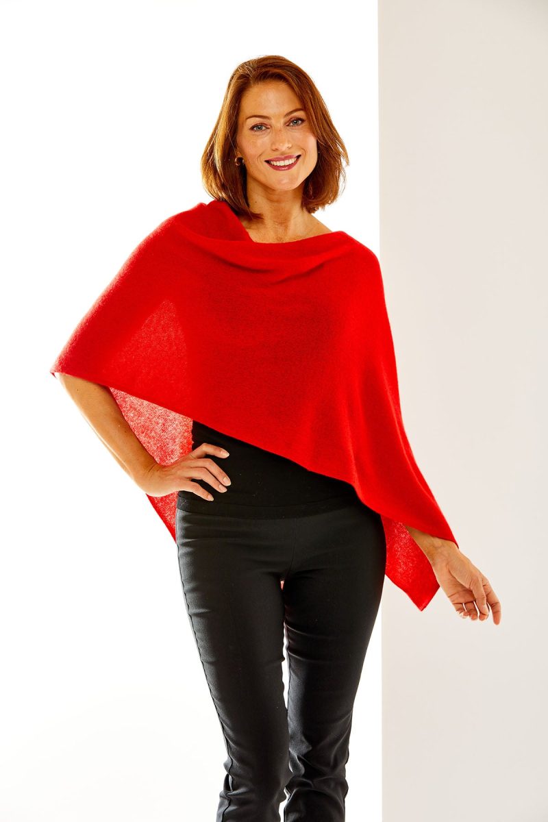 Crimson cashmere ruana