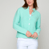 Woman in aqua sweater