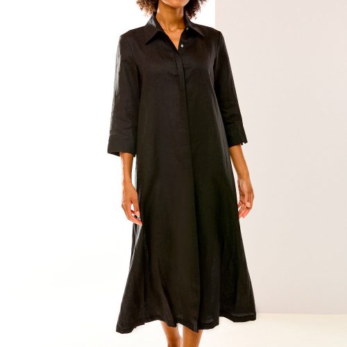 The Hollie Dress in Black Linen