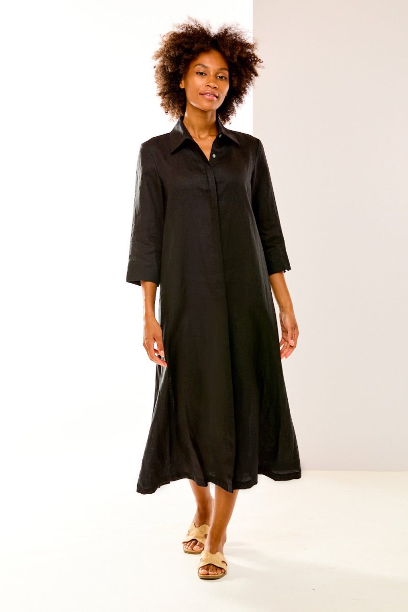 The Hollie Dress in Black Linen