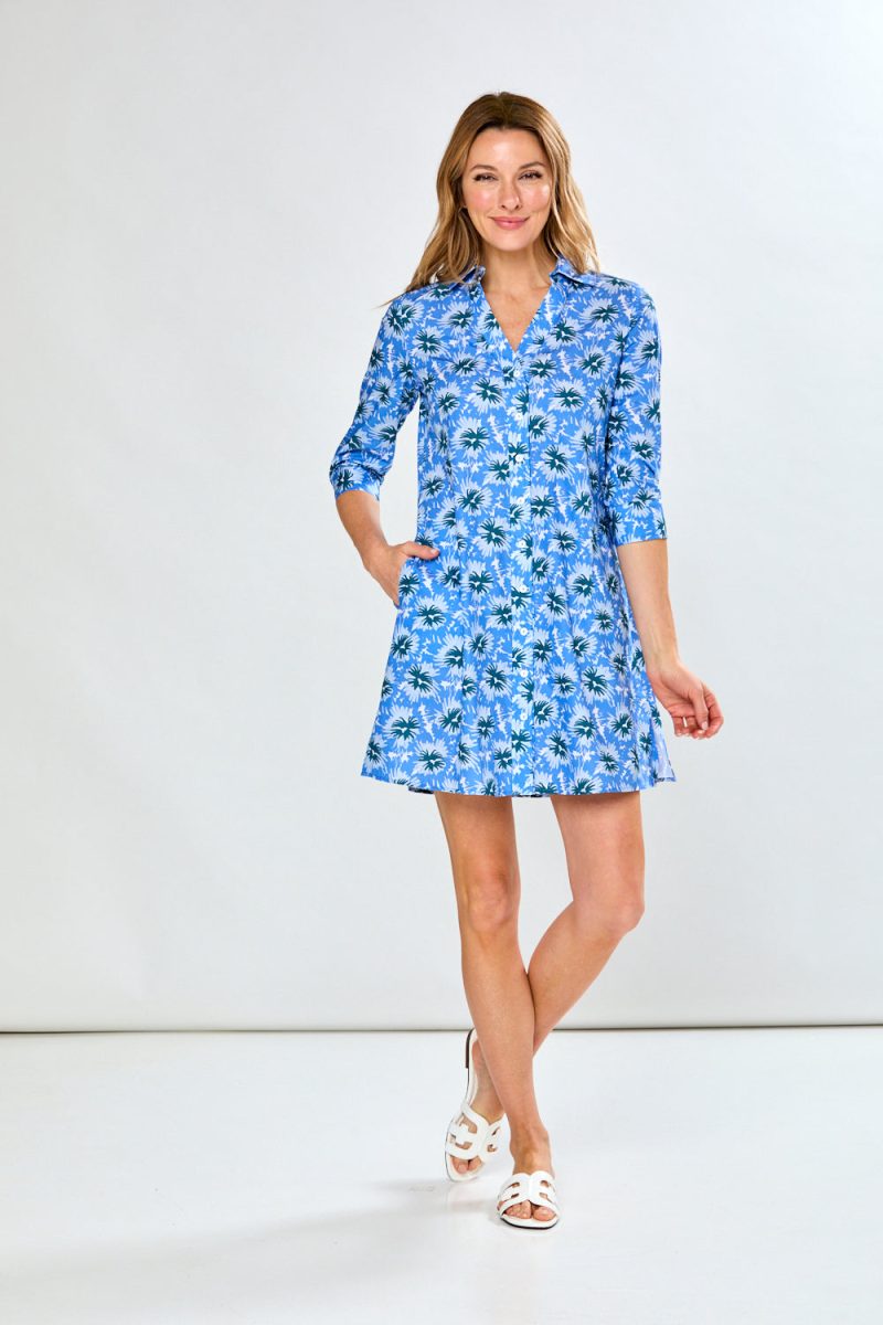 The Bea Dress in Floral Blues