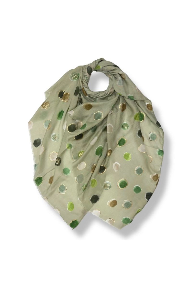 Green polka dot scarf