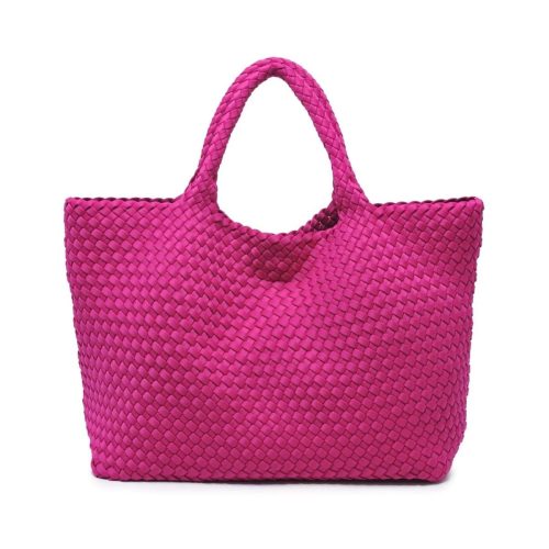 Fuchsia woven tote bag