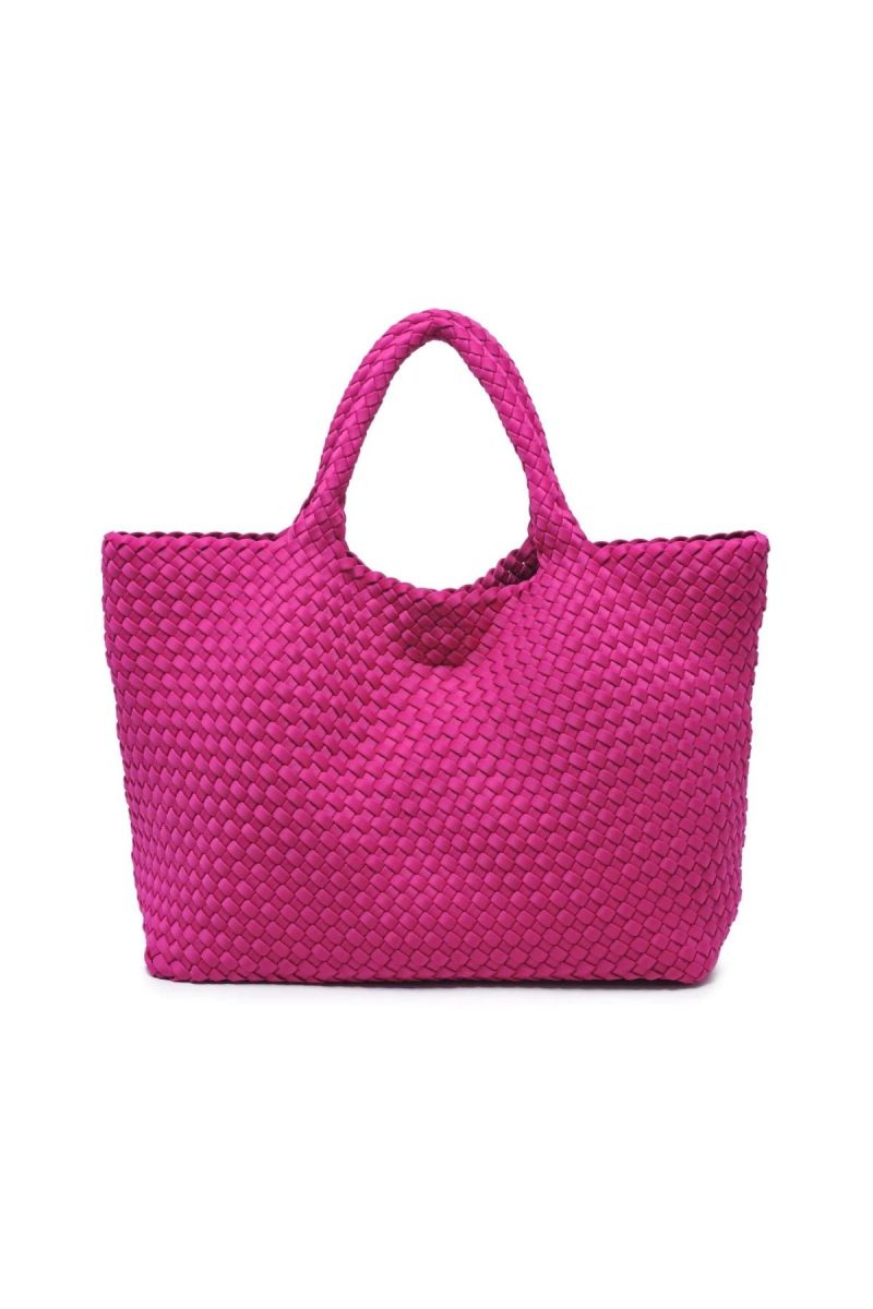 Fuchsia woven tote bag