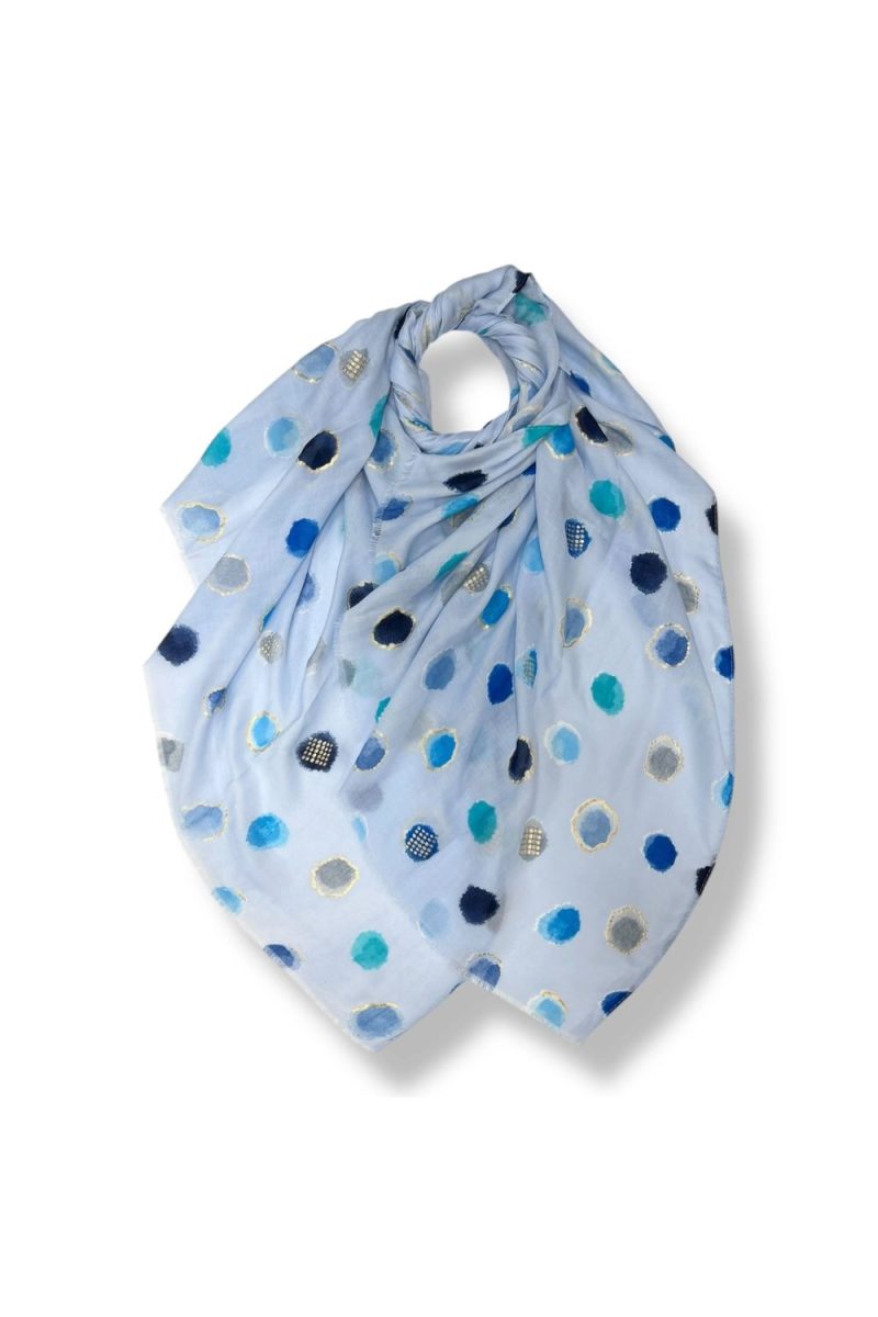 Blue polka dot scarf