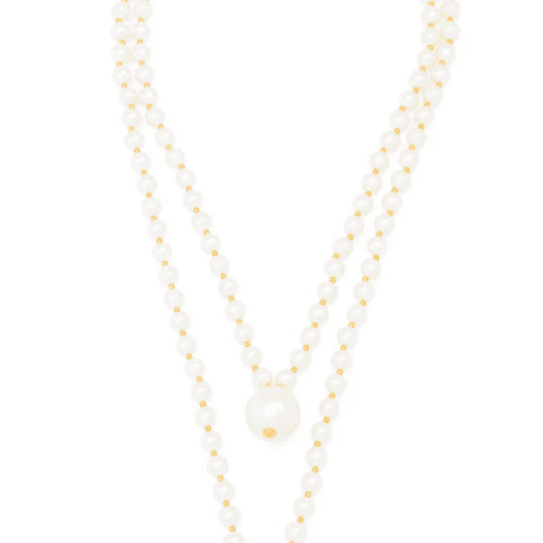 Double Pearl Long Necklace