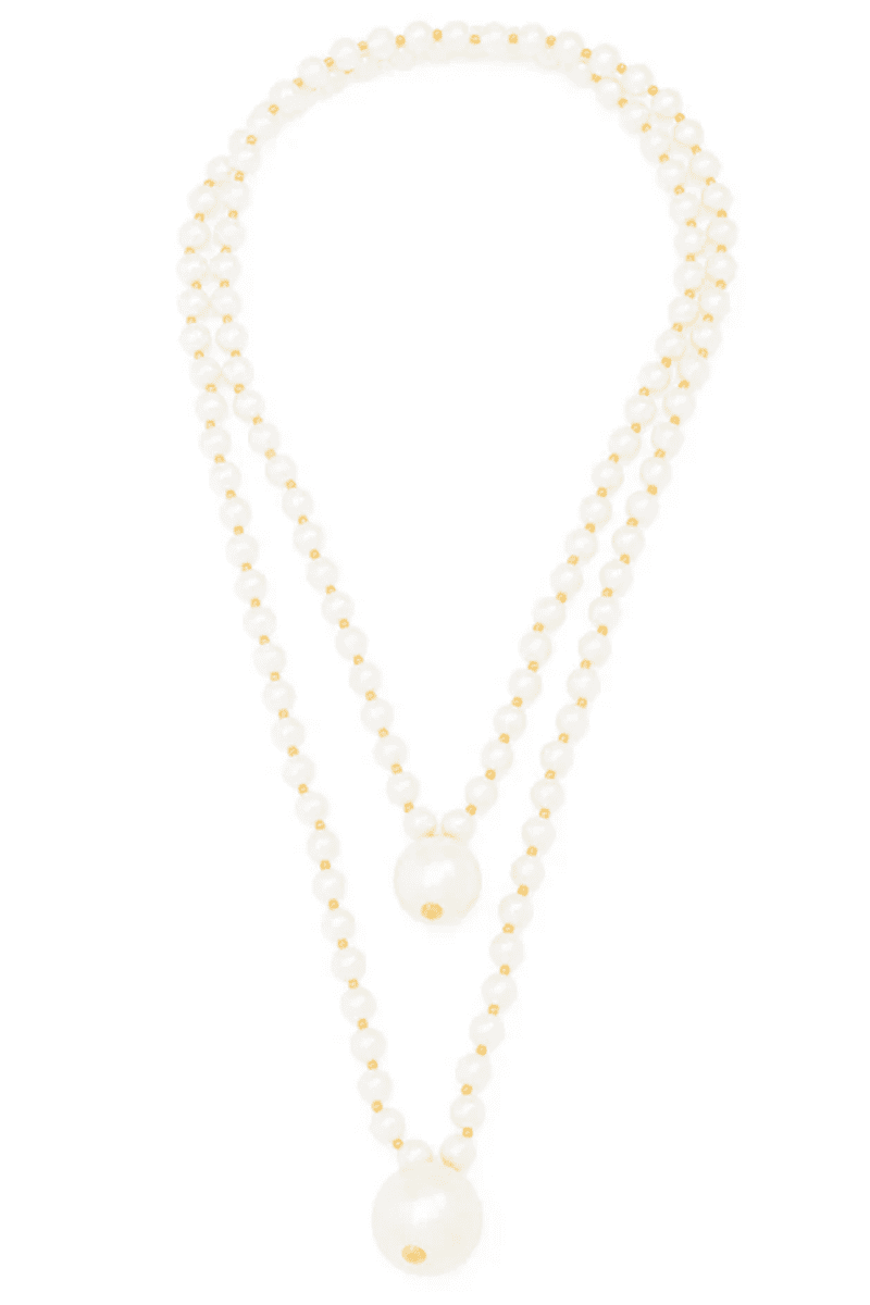 Double Pearl Long Necklace