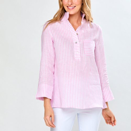 The Short Daniella Tunic in Fuchsia Stripe