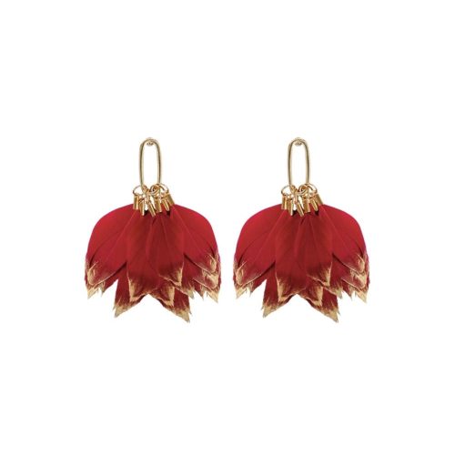 Red feather earring