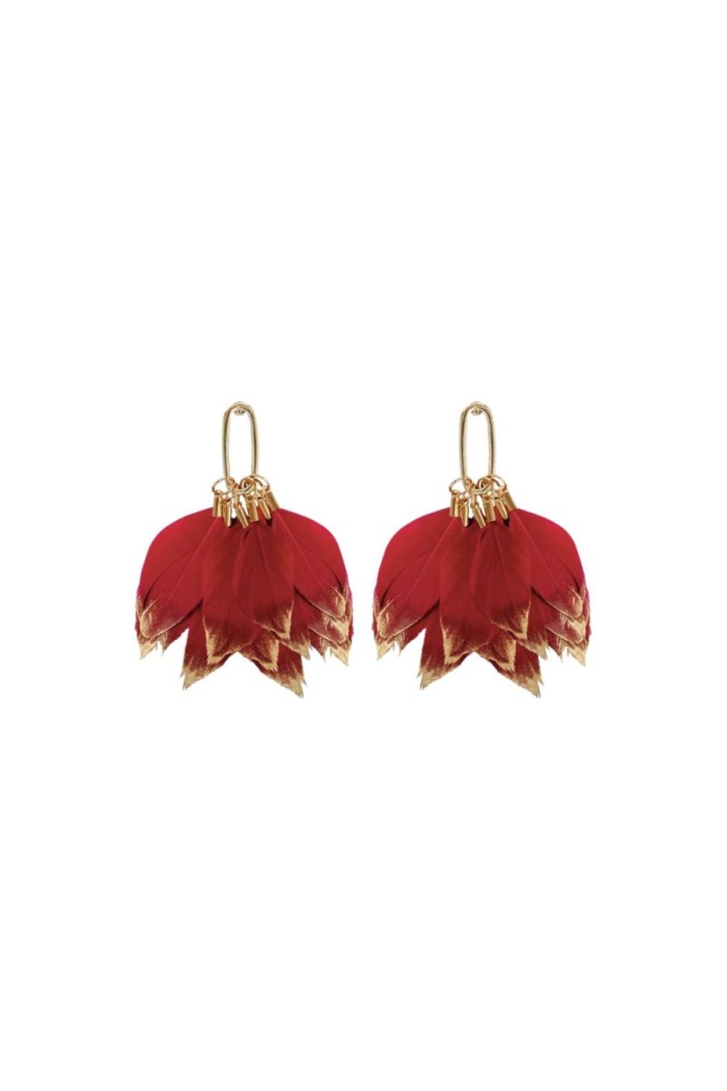 Red feather earring