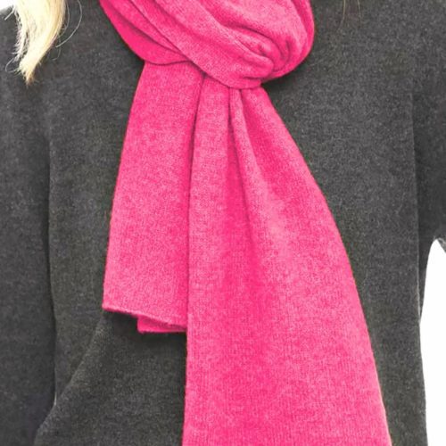 Woman in cerise cashmere scarf