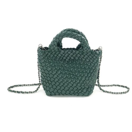 Green braided clutch