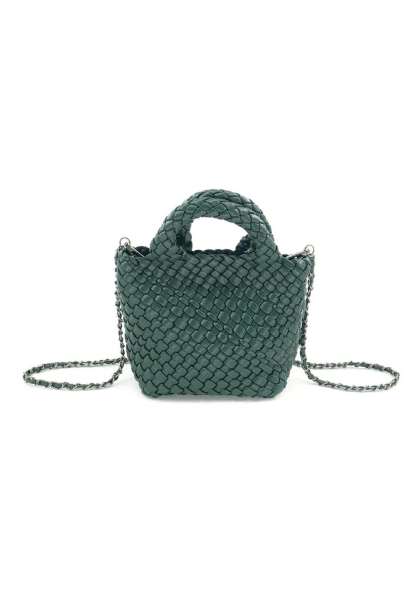 Green braided clutch