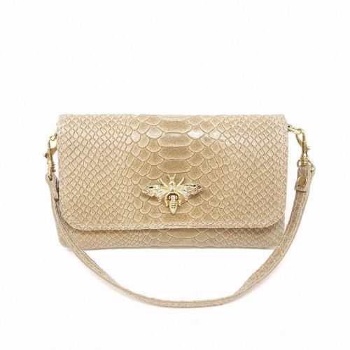 Beige handbag with bee embellishment