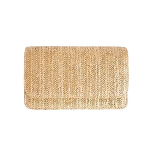 Gold rattan clutch