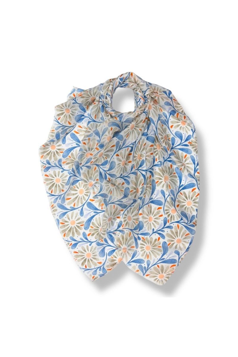 Blue/grey daisy scarf