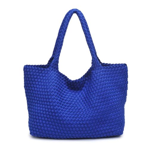 Royal blue woven tote bag