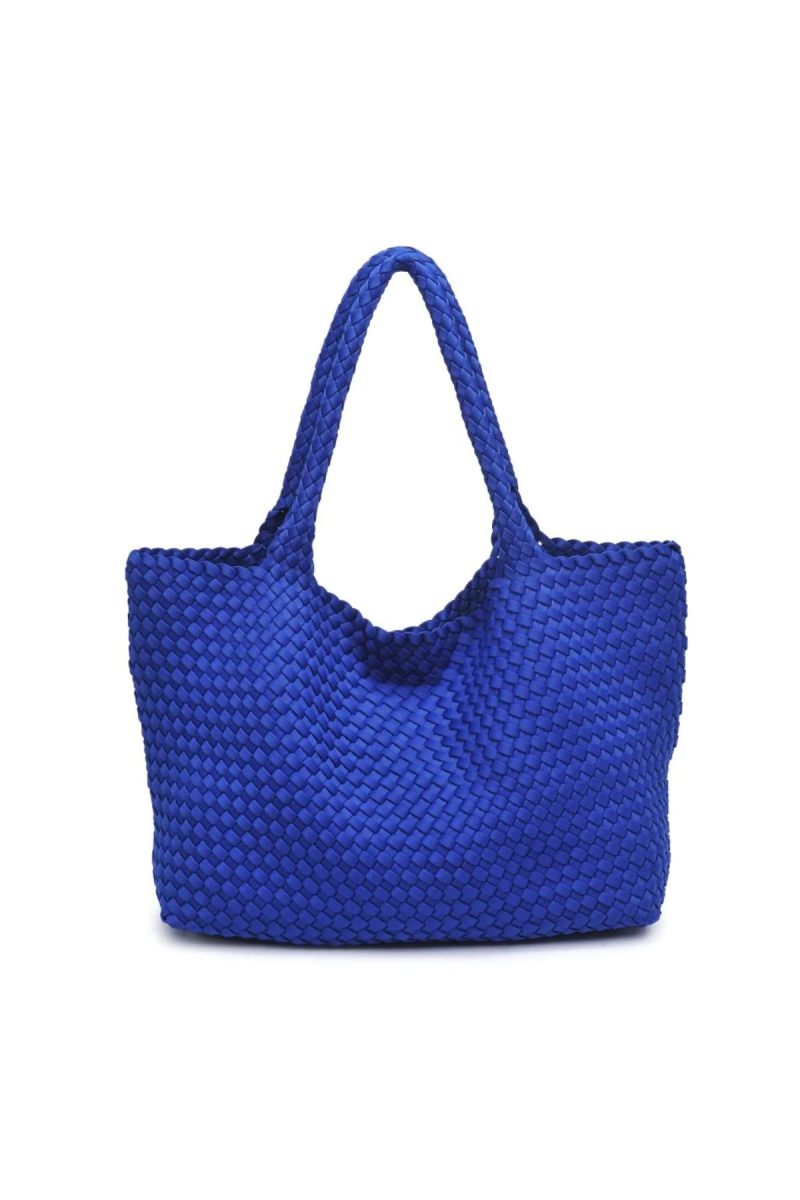 Royal blue woven tote bag