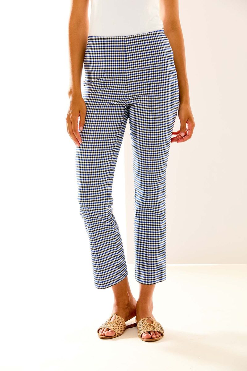 Woman in multi check pant