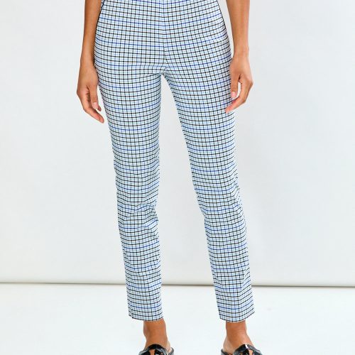 Woman in plaid pant