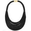 Black layered leather rope collar necklace