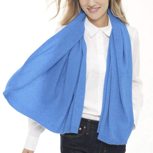 Woman in agate blue cashmere scarf