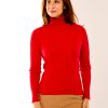 Red ribbed turtleneck