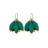 Emerald feather earrings