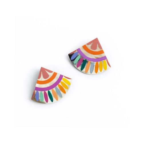 Rainbow tile earrings