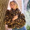 Faux Fur Cropped Tiger Print Jacket