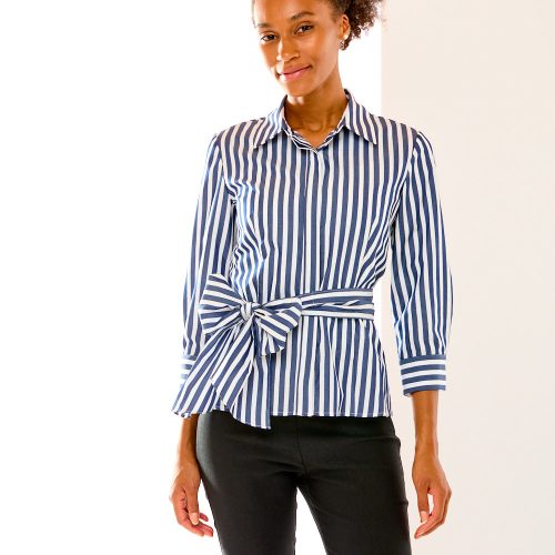 The Portia Top in Blue Stripe