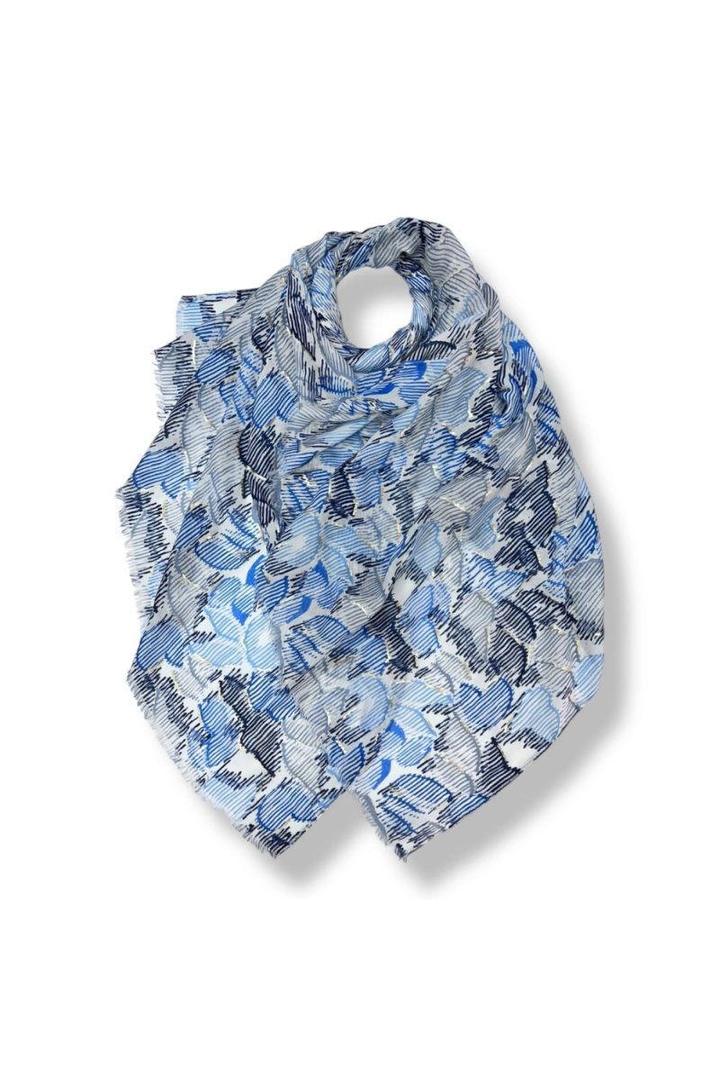 Blue floral print scarf