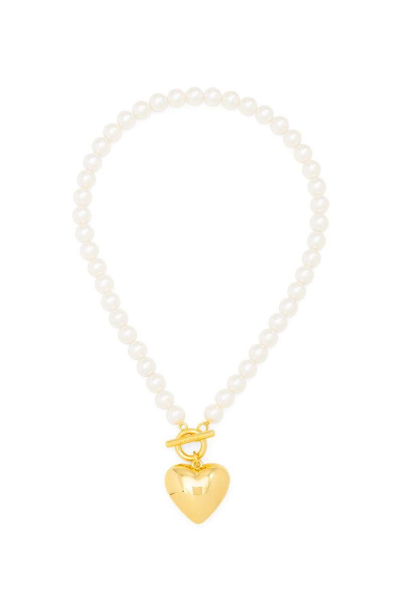 Pearl and gold heart necklace