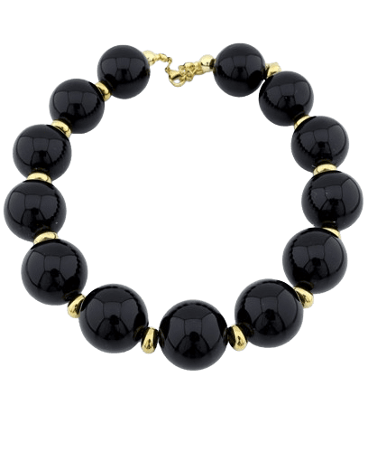 Oversized Pearl Bead Necklace Black removebg preview