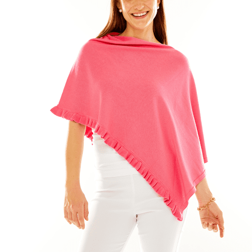 Woman in peony ruffle poncho