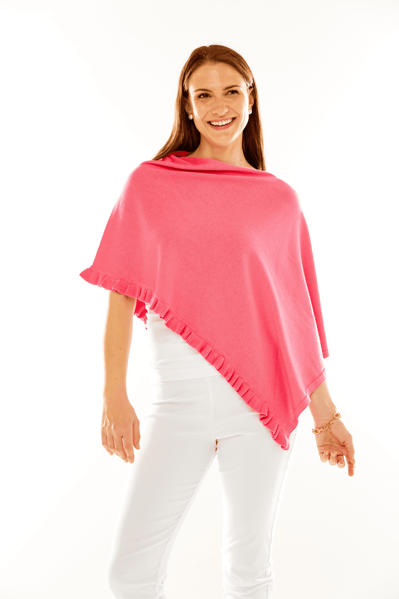 Woman in peony ruffle poncho