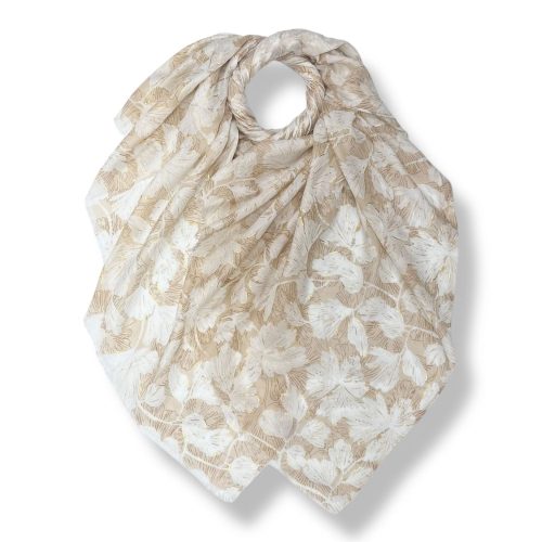 Beige floral print scarf