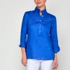 Woman in electric blue tunic