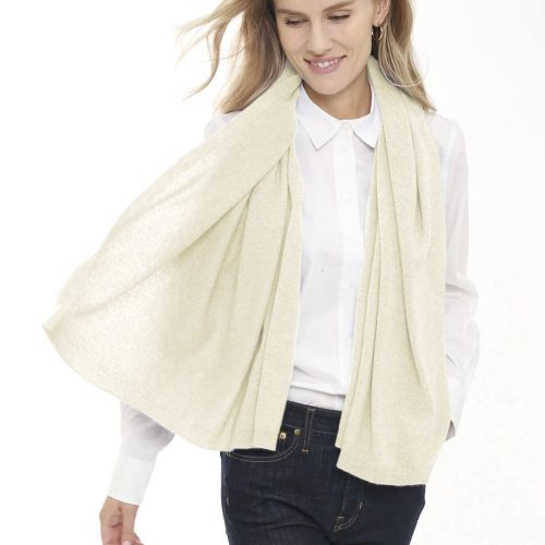 Woman in white cashmere scarf