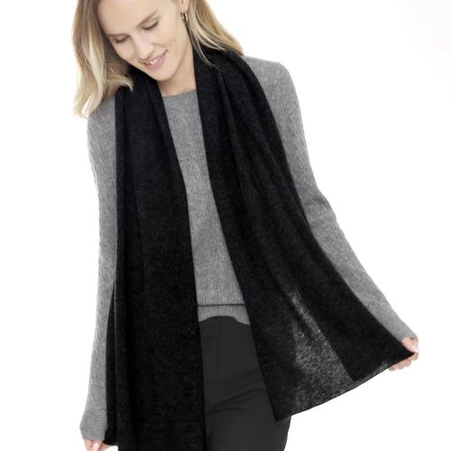 Woman in black cashmere scarf