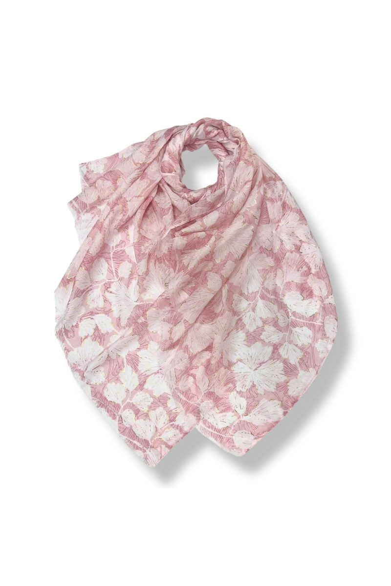 Pink floral print scarf