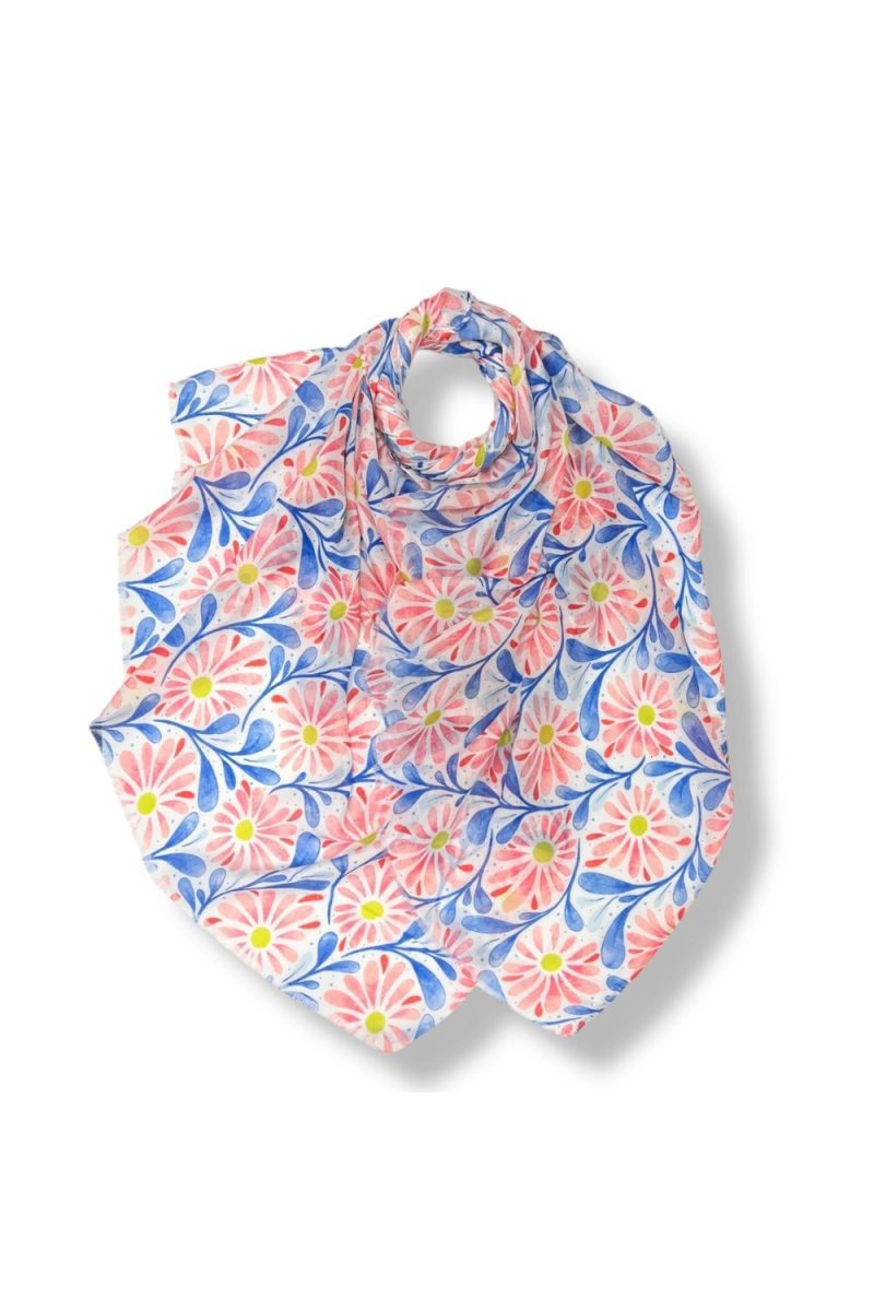 Pink/blue daisy scarf