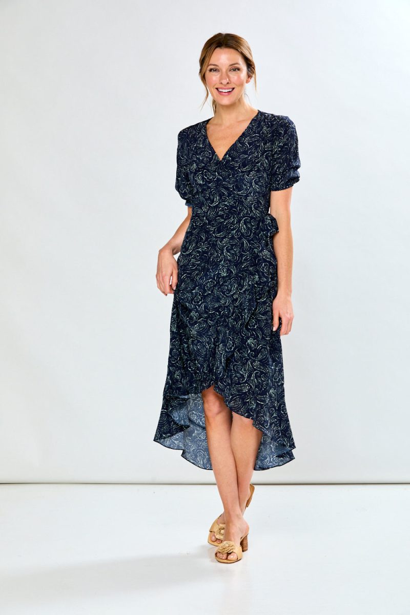 The Eloise Dress in Navy Paisley